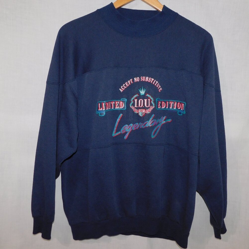 VTG 90s IOU Limited Edition Legendary Accept No Substitute Sweatshirt Mens XL